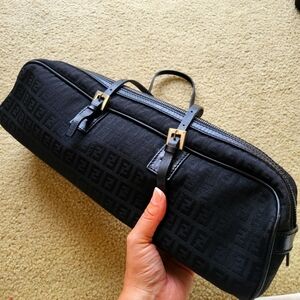 Fendi Classic Bagutte Bag logo black zipper purse Y2K